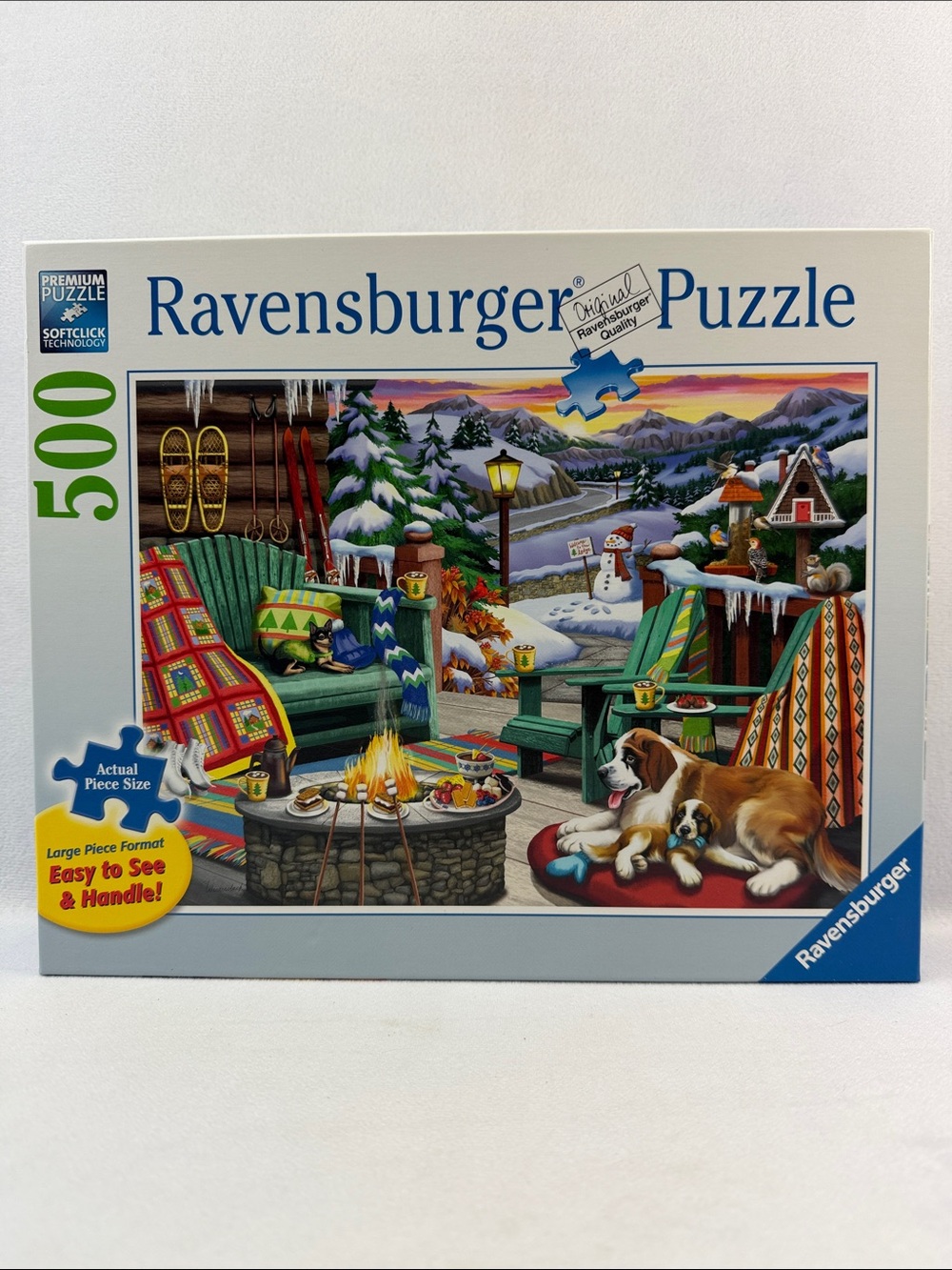 Ravensburger 500-Piece Winter Cabin Puzzle - Green, Red, Blue, Brown, White
